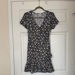 Blue Rain Black and White Floral Dress